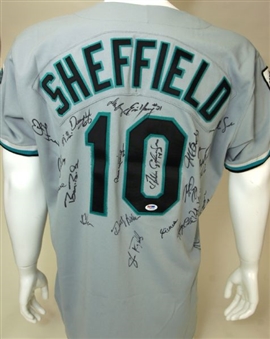 1996 Gary Sheffield Game Used Jersey Signed by International All-Star Team Members